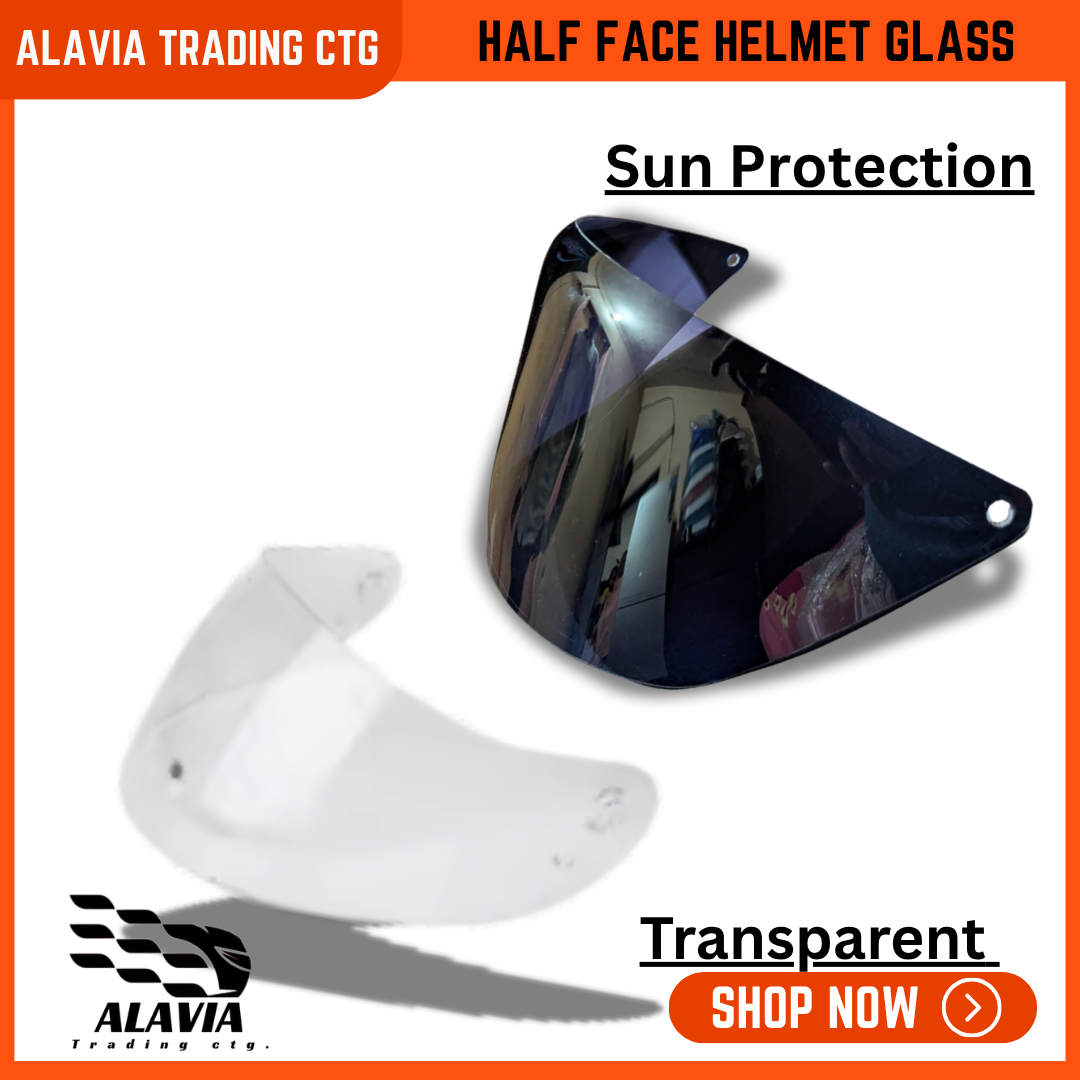 Blue Half Face Helmet – Cap Style Bike Helmet with Sun Protection Glass | Stylish Open Face Helmet for Men & Women – Durable ABS Build 