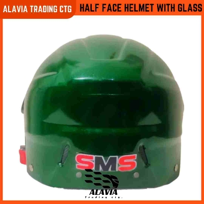 Green Half Face Helmet – Cap Style Bike Helmet with Sun Protection Glass | Stylish Open Face Helmet for Men & Women – Durable ABS Build 