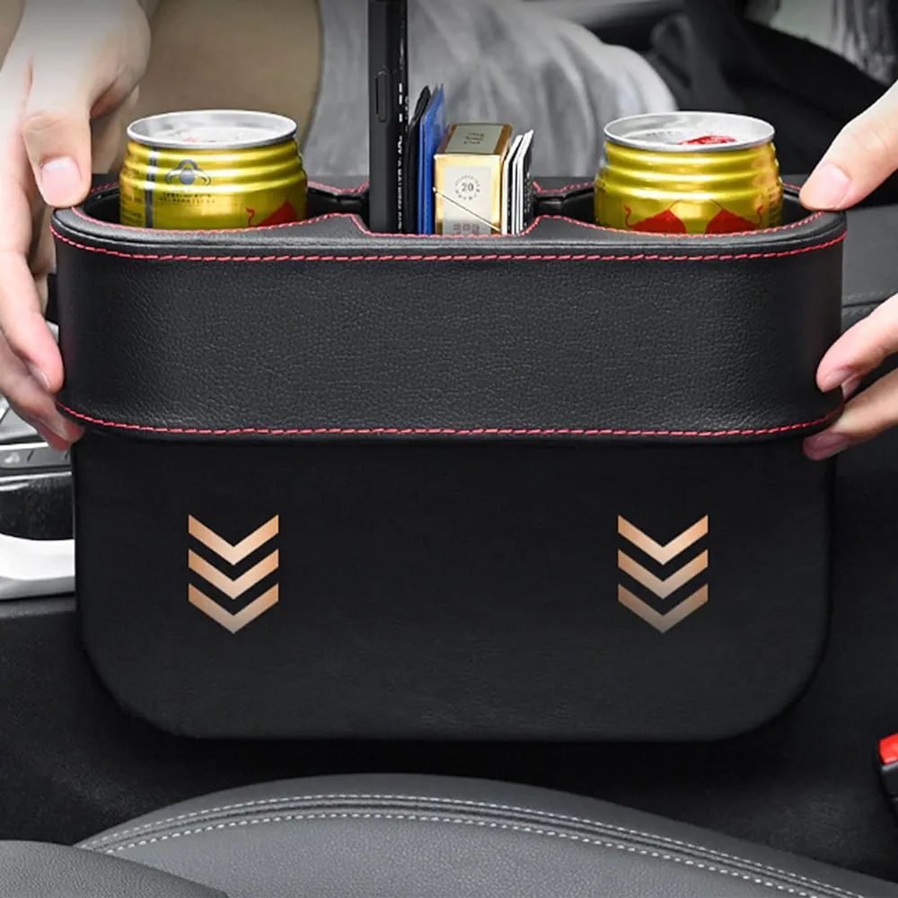 Picture of Car Seat Cup Holder, Console Side Drink Holder, Auto Front Seat Organizer Leather Cover Car Cup Holder