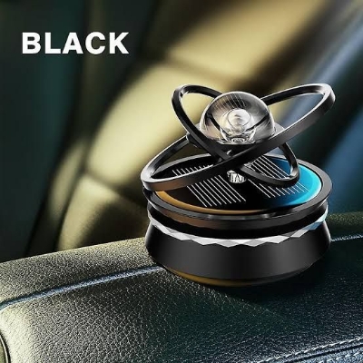 Picture of Car Dashboard Solar Air Freshener Double Ring Perfume 360 Degree Auto Rotating Suspension Block