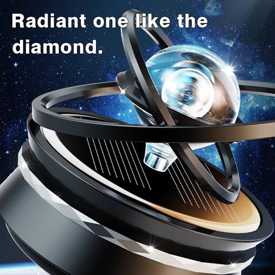 Picture of Car Dashboard Solar Air Freshener Double Ring Perfume 360 Degree Auto Rotating Suspension Block