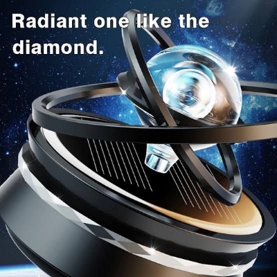 Picture of Car Dashboard Solar Air Freshener Double Ring Perfume 360 Degree Auto Rotating Suspension Block