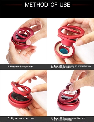 Picture of Double Ring Crystal Auto Rotate Car Perfume Air Car Fresheners (RED)