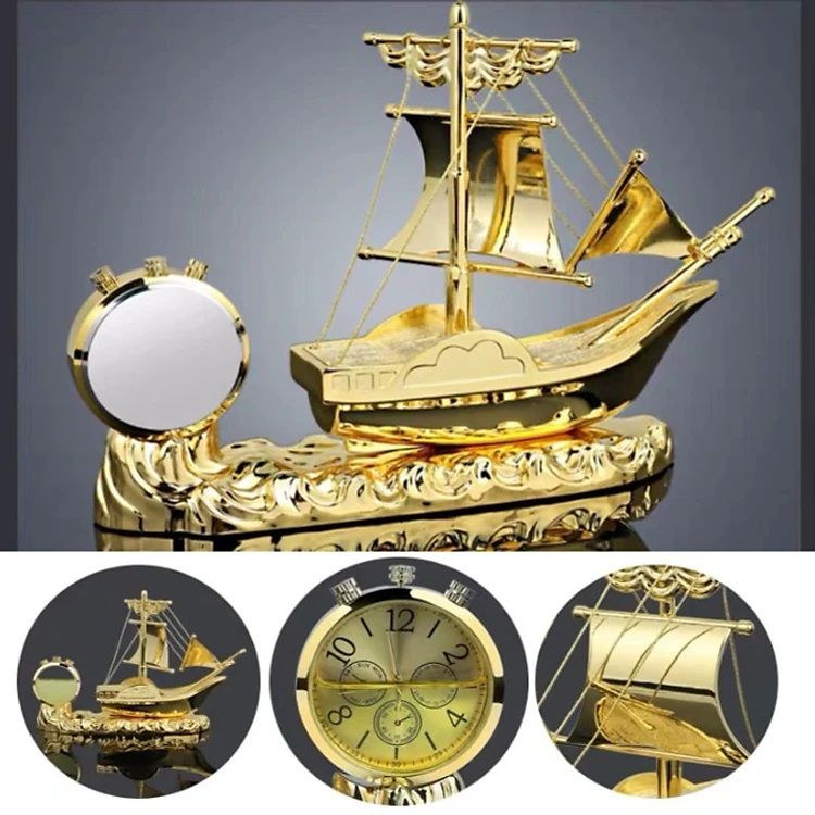 Picture of Car Golden Boat Air Freshener Dashboard watch & Showpiece