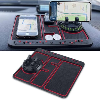 Picture of Car Anti-Slip Dashboard Mat 360° Rotatable Phone Holder With 2 Pcs Lemon Air Freshener
