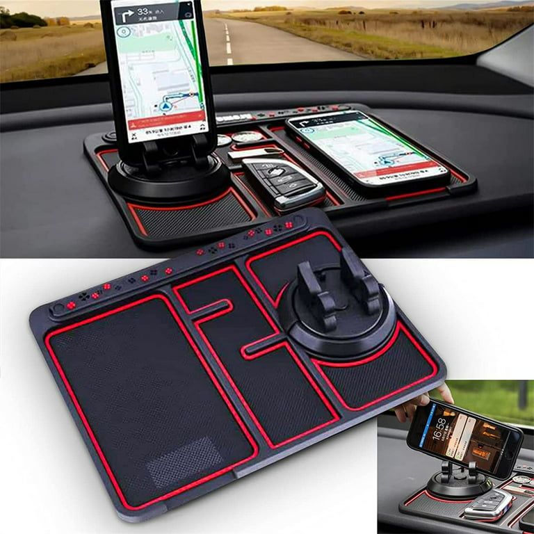 Picture of Car Anti-Slip Dashboard Mat 360° Rotatable Phone Holder With 2 Pcs Lemon Air Freshener