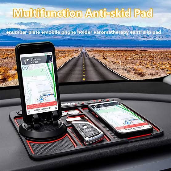 Picture of Car Anti-Slip Dashboard Mat 360° Rotatable Phone Holder With 2 Pcs Lemon Air Freshener