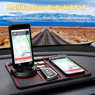 Picture of Car Anti-Slip Dashboard Mat 360° Rotatable Phone Holder With 2 Pcs Lemon Air Freshener