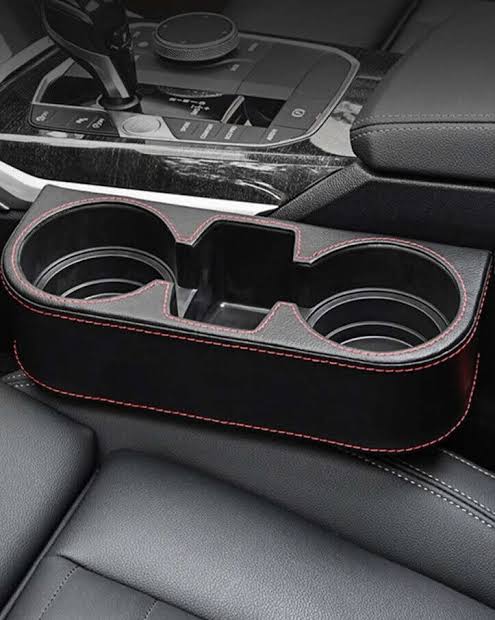 Picture of Car Seat Cup Holder, Console Side Drink Holder, Auto Front Seat Organizer Leather Cover Car Cup Holder