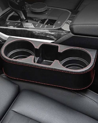 Picture of Car Seat Cup Holder, Console Side Drink Holder, Auto Front Seat Organizer Leather Cover Car Cup Holder