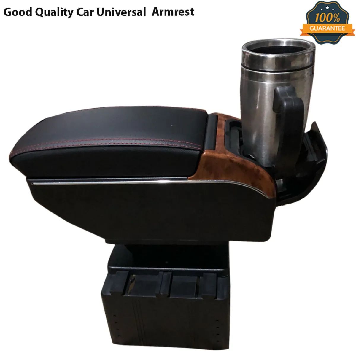 Picture of Universal USB Car Console Box Black with Wooden