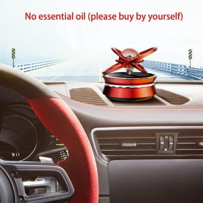 Picture of Car Dashboard Solar Air Freshener Double Ring Perfume 360° Degree Auto Rotating Suspension Red