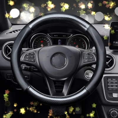 Picture of Steering Wheel Cover Carbon fiber With Up Leather