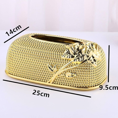 Picture of Luxury Rose Flower Tissue Box Vintage Tissue Holder Pink,silver and gold