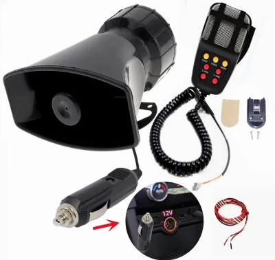 Picture of Car Horn Car Siren Horn Car Siren Speaker Vehicle Horn with Mic PA System Emergency Sound Amplifier Car Siren Loud Electric Horn Sound for any 12V Police Car Truck Lorry Boat SUV ectq
