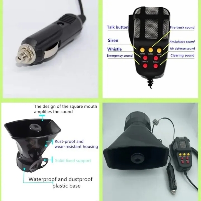 Picture of Car Horn Car Siren Horn Car Siren Speaker Vehicle Horn with Mic PA System Emergency Sound Amplifier Car Siren Loud Electric Horn Sound for any 12V Police Car Truck Lorry Boat SUV ectq