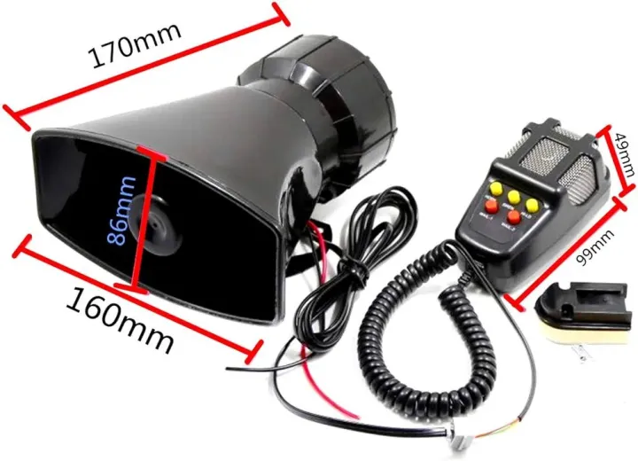 Picture of Car Horn Car Siren Horn Car Siren Speaker Vehicle Horn with Mic PA System Emergency Sound Amplifier Car Siren Loud Electric Horn Sound for any 12V Police Car Truck Lorry Boat SUV ectq