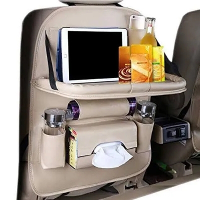 Picture of Car Backseat Organisers Universal Car Back Seat Organiser Foldable Table Holder PU Leather