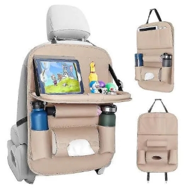 Picture of Car Backseat Organisers Universal Car Back Seat Organiser Foldable Table Holder PU Leather