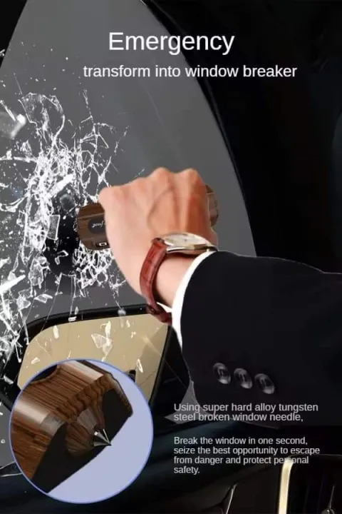 Picture of গাড়ির পার্কিং নম্বর হোল্ডার মাল্টিফাংশনাল উইন্ডো ব্রেকার সেফটি হ্যামার পার্কিং কার্ডের রঙ: কালো, কাঠের রঙের উপাদান: জিংক অ্যালোয় abs