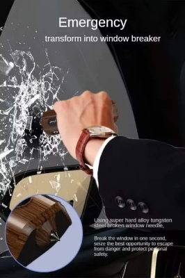 Picture of গাড়ির পার্কিং নম্বর হোল্ডার মাল্টিফাংশনাল উইন্ডো ব্রেকার সেফটি হ্যামার পার্কিং কার্ডের রঙ: কালো, কাঠের রঙের উপাদান: জিংক অ্যালোয় abs