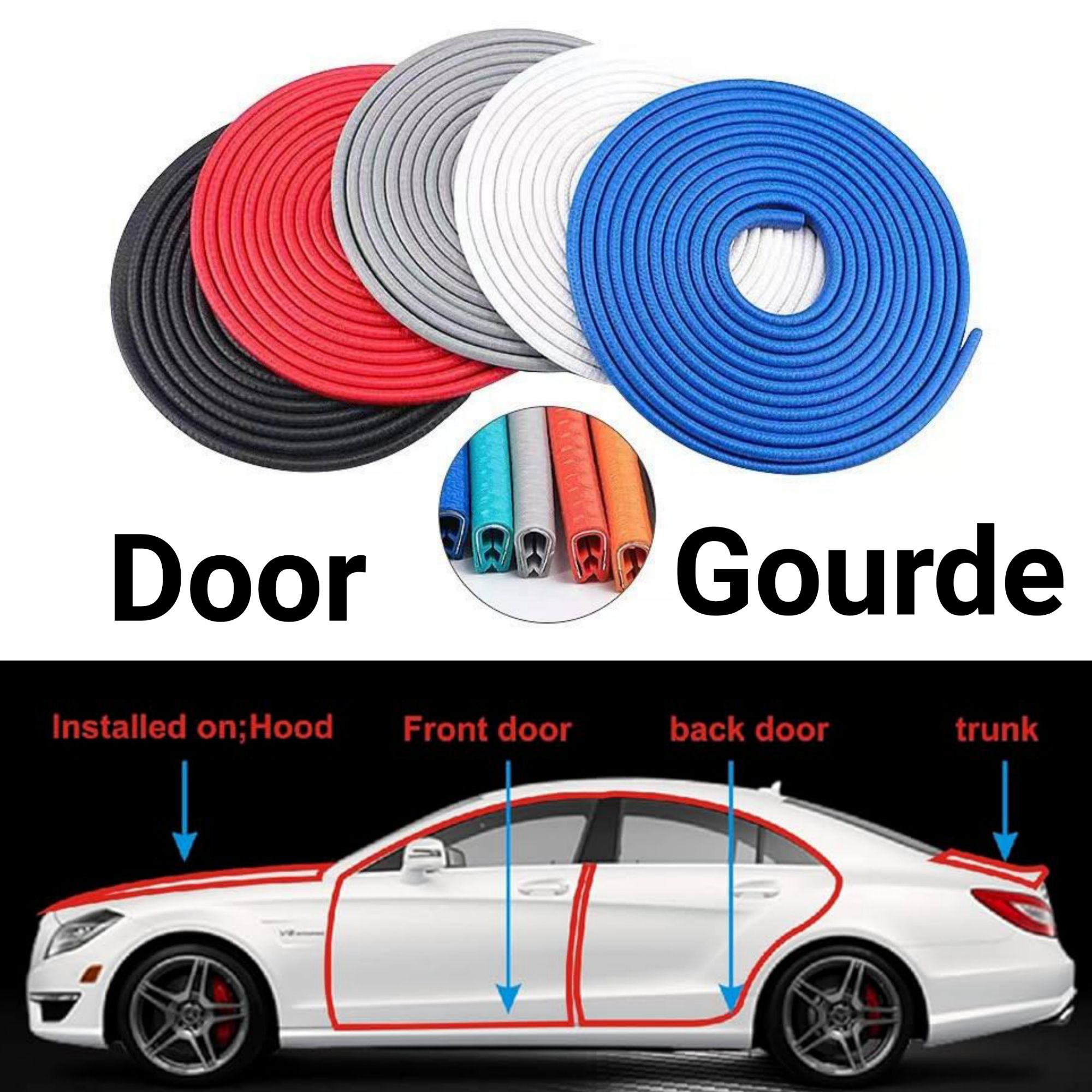 Picture of 5M Car Door Edge Protector, Car Door Edge Guards Universal U Shape Rubber Seal Edging Car Door Seal Trim Protector Car Door Guard Strip Fit for Most Car.