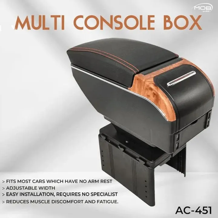 Picture of Multifunction Car Console Box Armrest Organizer Storage Box With 7 USB Ports,