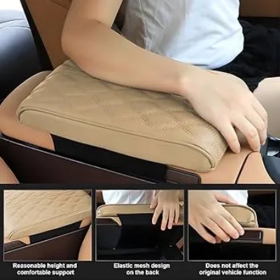 Picture of Car Center Console Cushion Pad, Memory Foam Leather Auto Armrest