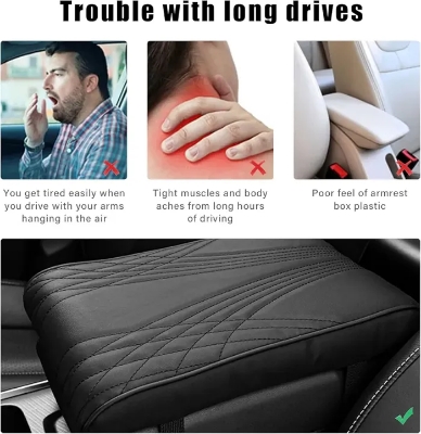 Picture of Car Center Console Cushion Pad, Memory Foam Leather Auto Armrest
