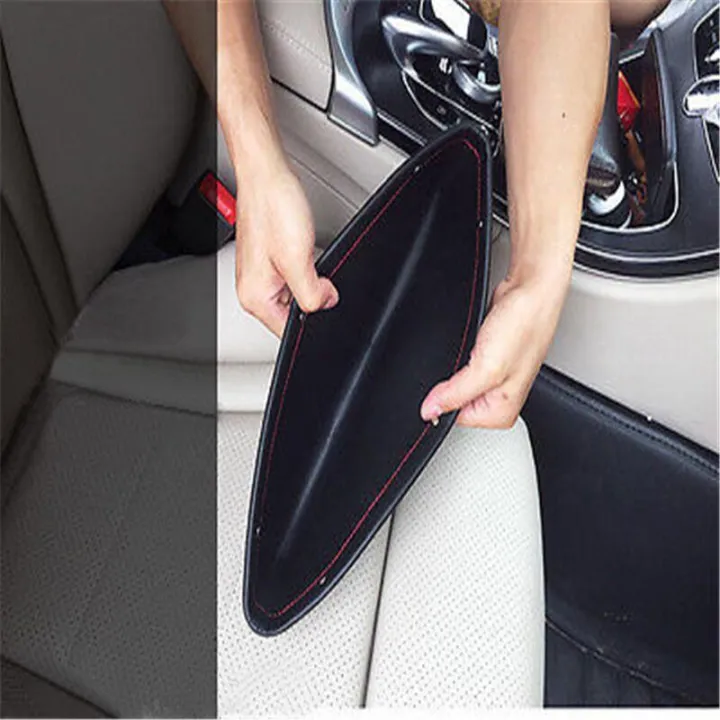 Picture of 2 x Black Leather Car Storage Box Seat Side Pocket Catcher Gap Filler Organizer
