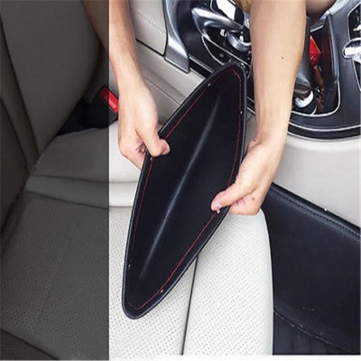 Picture of 2 x Black Leather Car Storage Box Seat Side Pocket Catcher Gap Filler Organizer