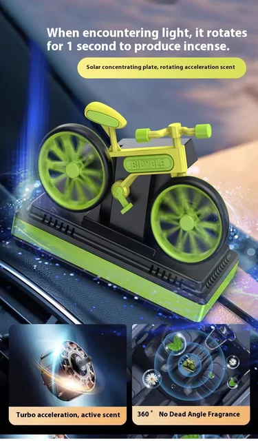 Picture of Car solar bike shape fragrance perfume tire rotation Solar air freshener perfume