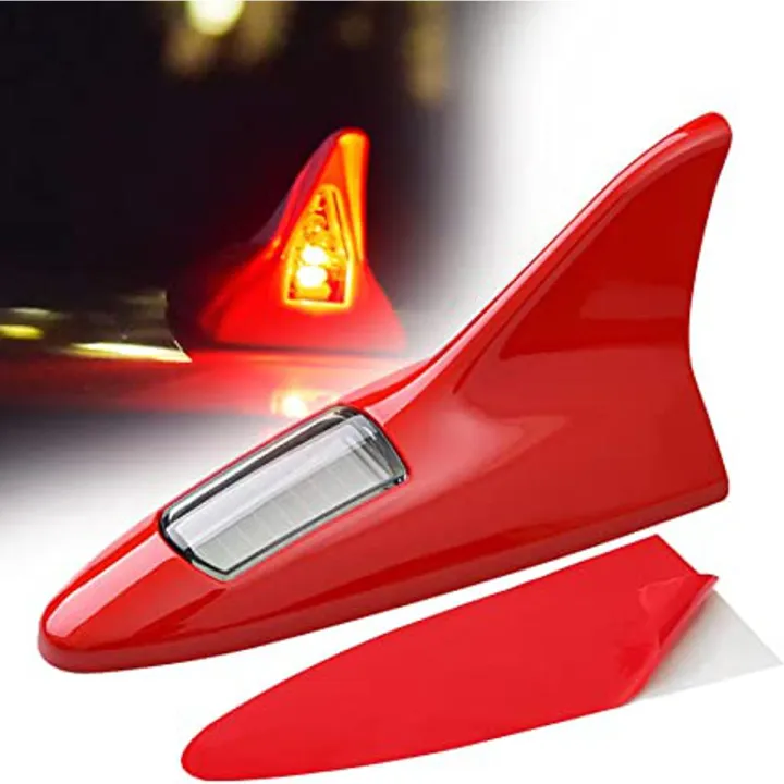 Picture of Flash Led Auto Car Shark Antenna Fin Roof Antenna Car Styling Warning Tail Light Solar Power