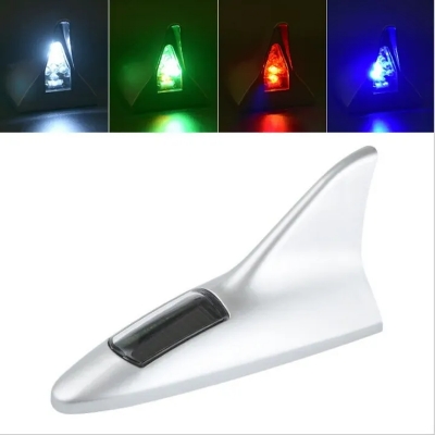 Picture of Flash Led Auto Car Shark Antenna Fin Roof Antenna Car Styling Warning Tail Light Solar Power