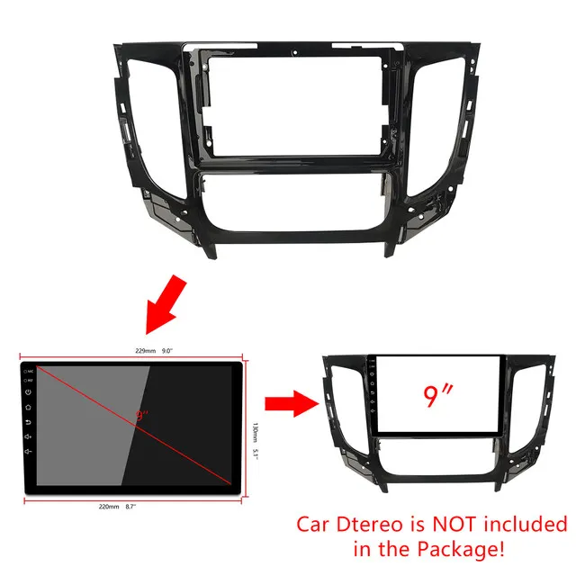 Picture of 9/10 inch car dvd video Player frame fascia For MITSUBISHI TRITON AUTO AC 9 inch Hot sale radio frame Car frame fascia panel