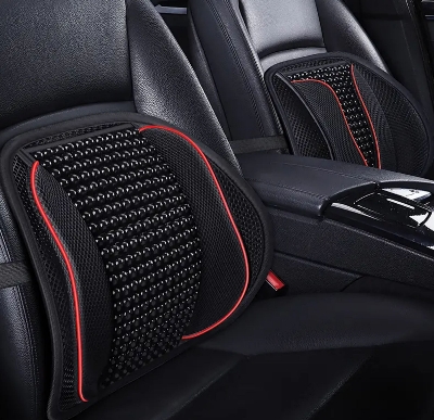 Picture of For Office Chair Car Seat Wooden Bead Back Support Cushion Lumbar Support Pillow Black With Red Line