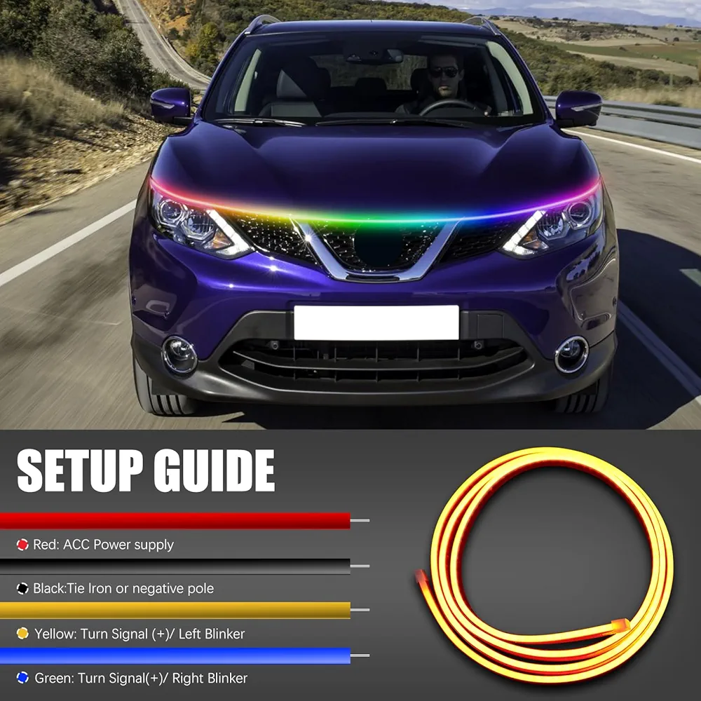 Picture of Car LED Hood Light Strip (RGB). App Control
