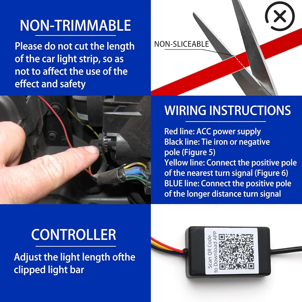 Picture of Car LED Hood Light Strip (RGB). App Control