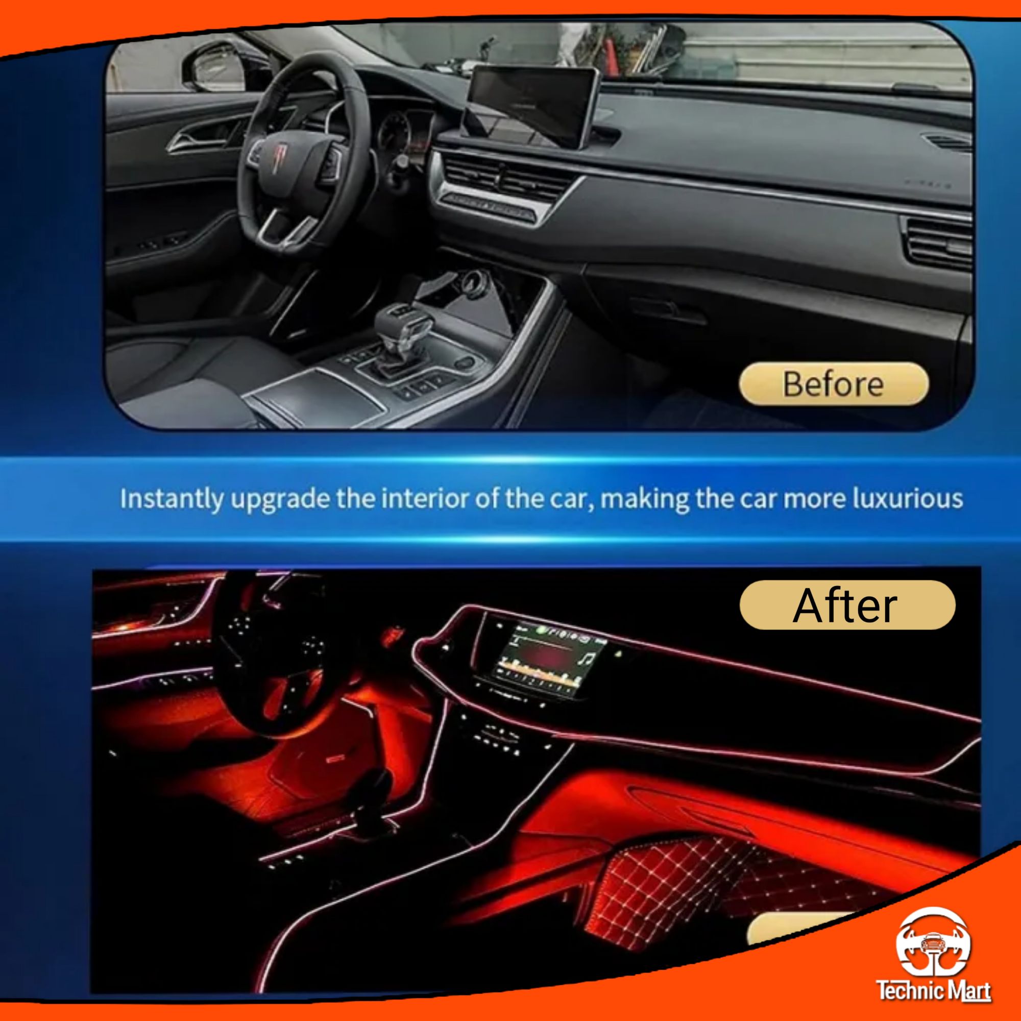 Picture of Car Neon Light Car Interior Lighting Strip 3 Meters