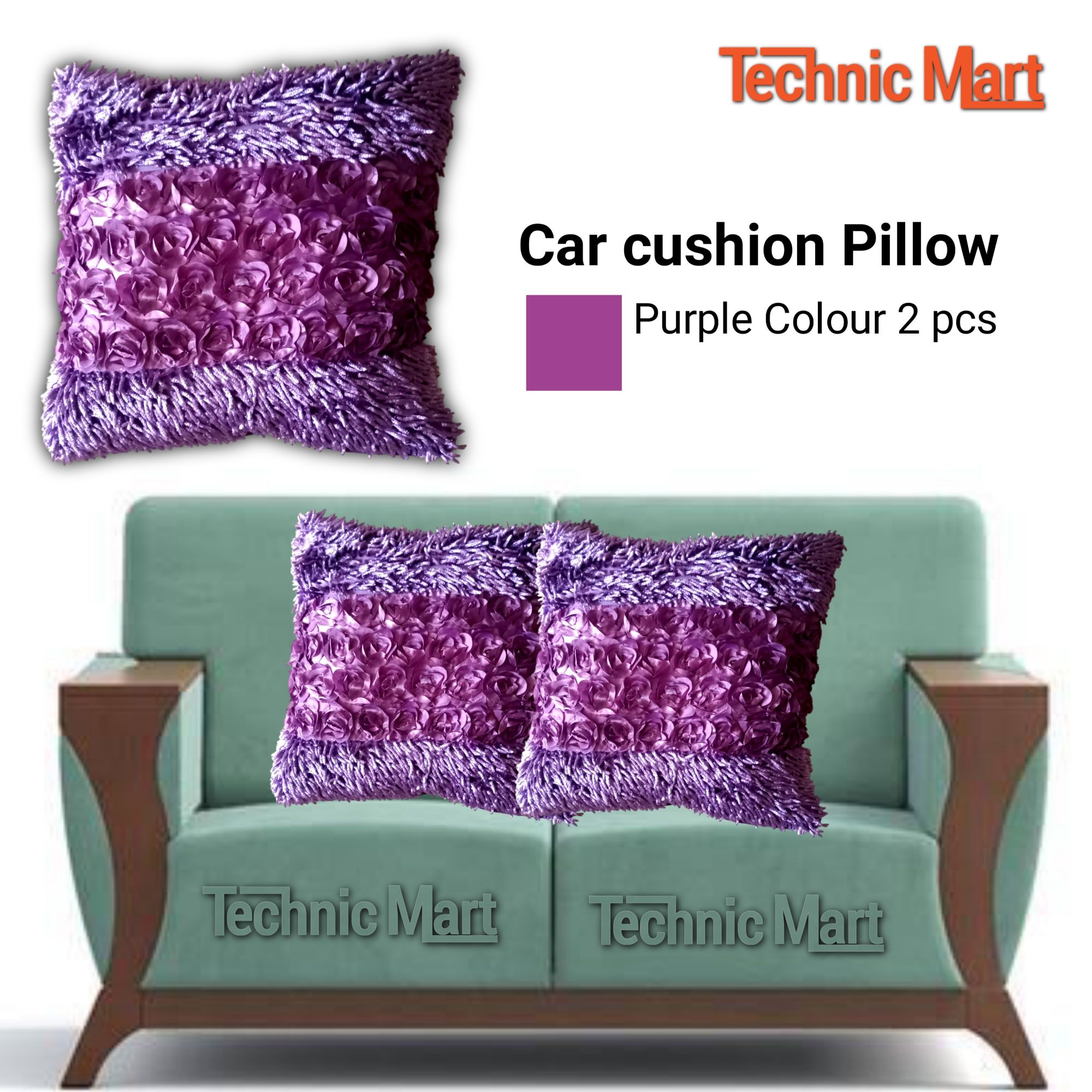 Picture of Soft Seat Cushion Pillow Car Office Home- Purple colour  2 Pcs