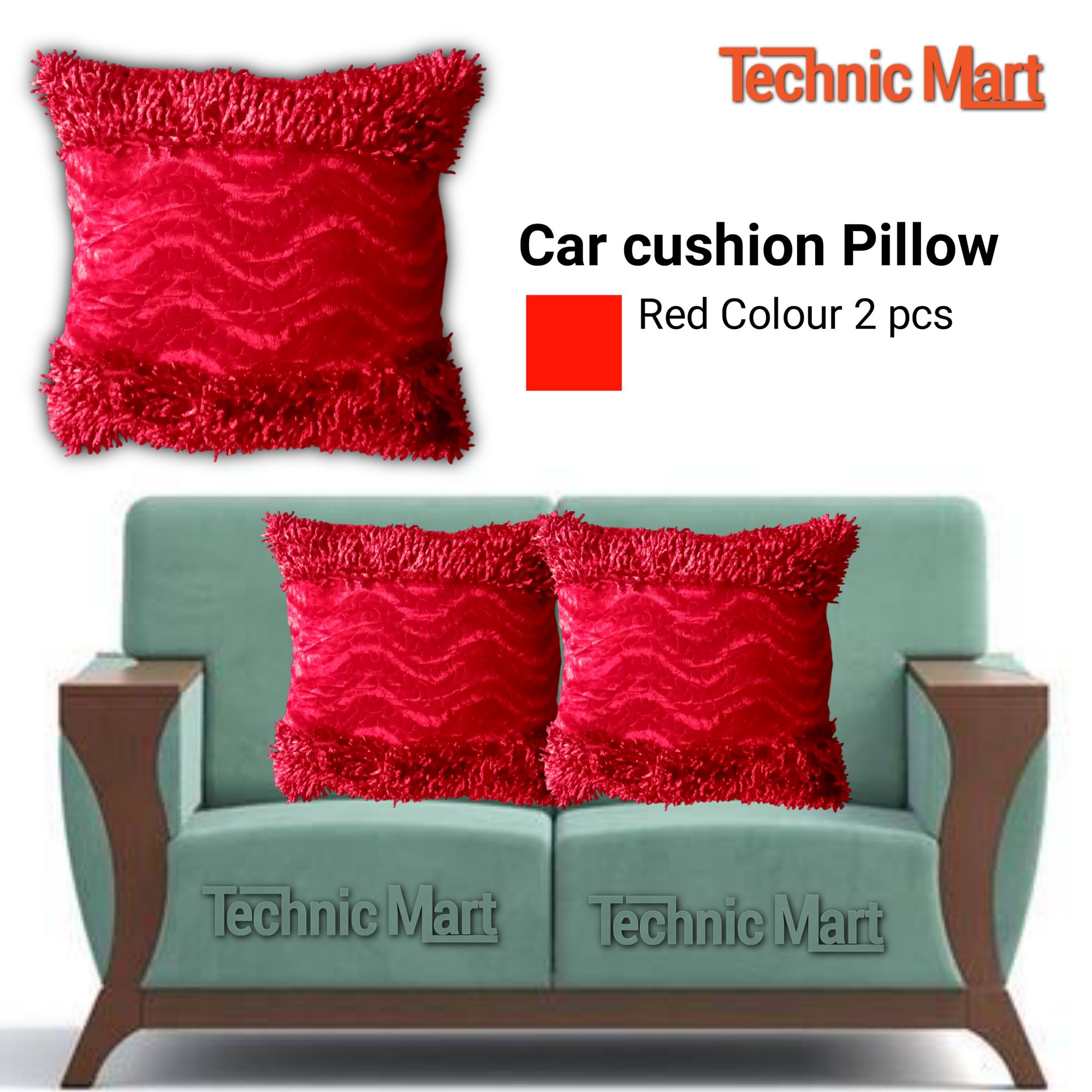 Picture of Soft Seat Cushion Pillow Car Office Home - Red colour  2 Pcs