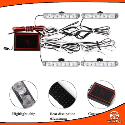 Picture of Car flashing grille light 4 in 1 red blue emergency strobe lights 12V with wireless remote control
