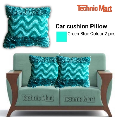 Picture of Soft Seat Cushion Pillow Car Office Home- Green Blue 2 Pcs