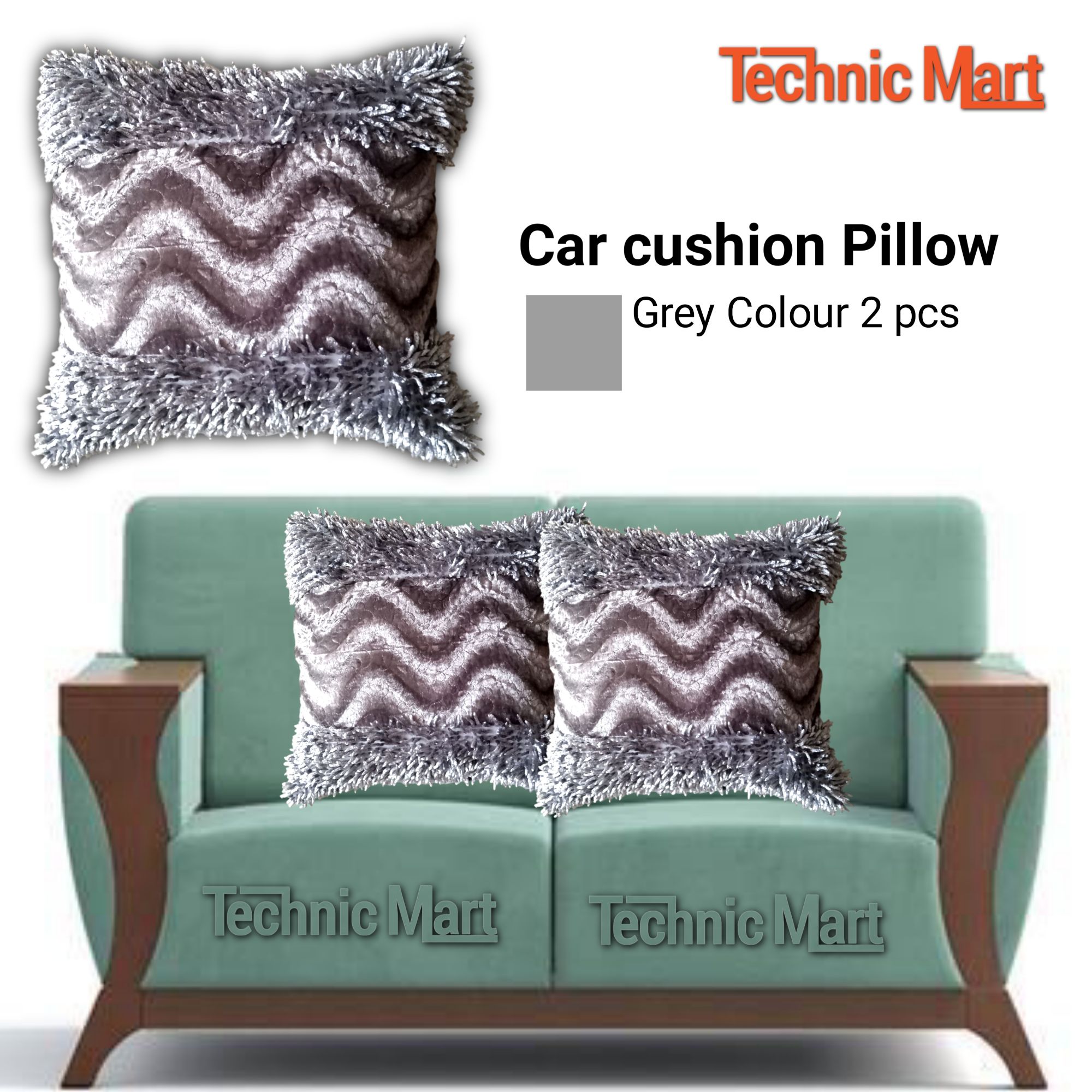 Picture of Soft Seat Cushion Pillow Car Office Home Grey colour  2 Pcs