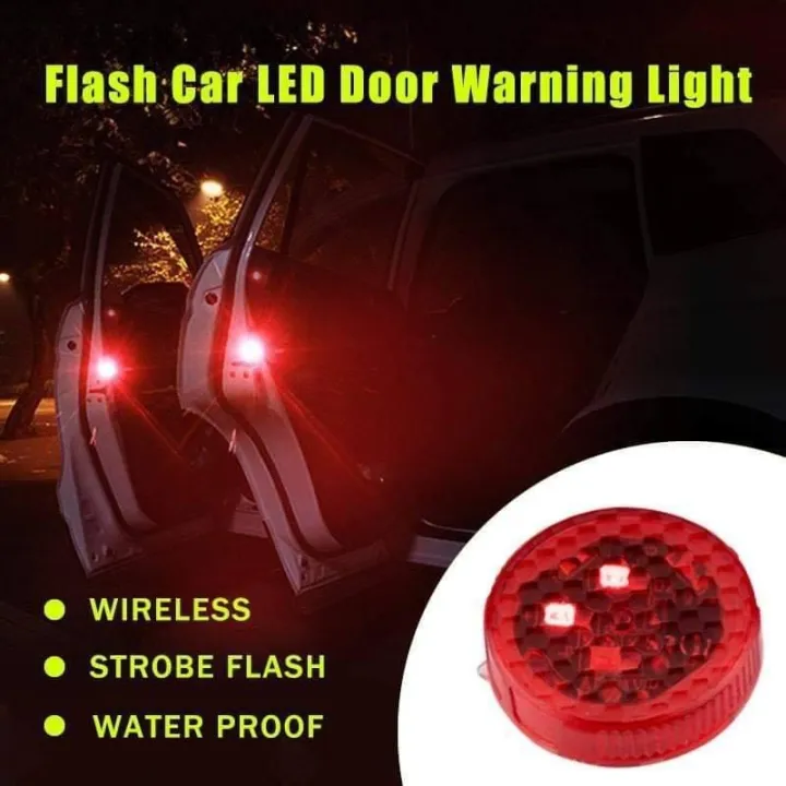 Picture of LED Car Door Warning Lights, 2 x Car Door Warning Light Waterproof Led Anti-Collision Lights Lights Auto Warning Lamp Red Stop