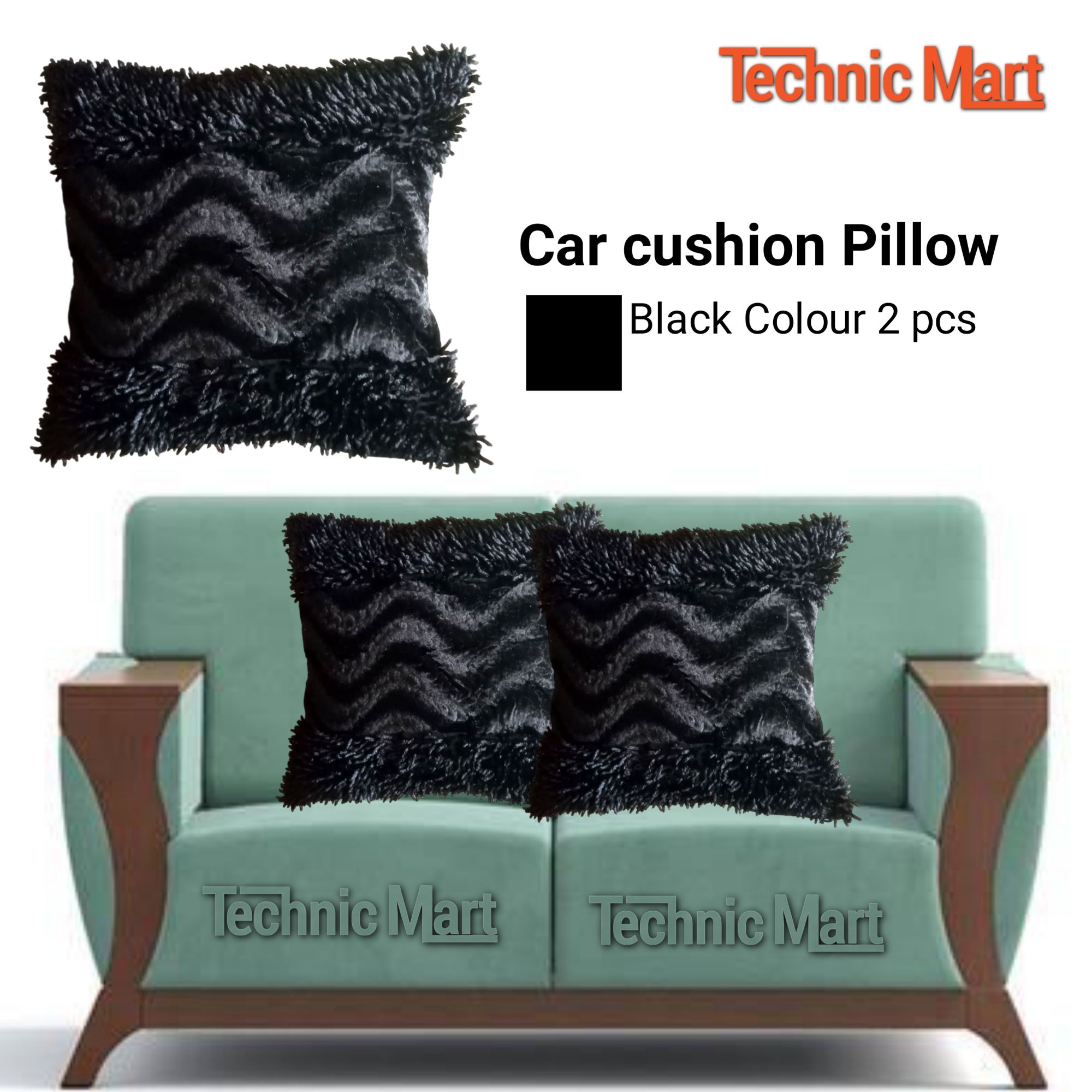 Picture of Soft Seat Cushion Pillow Car Office Home Black Colour  2 Pcs