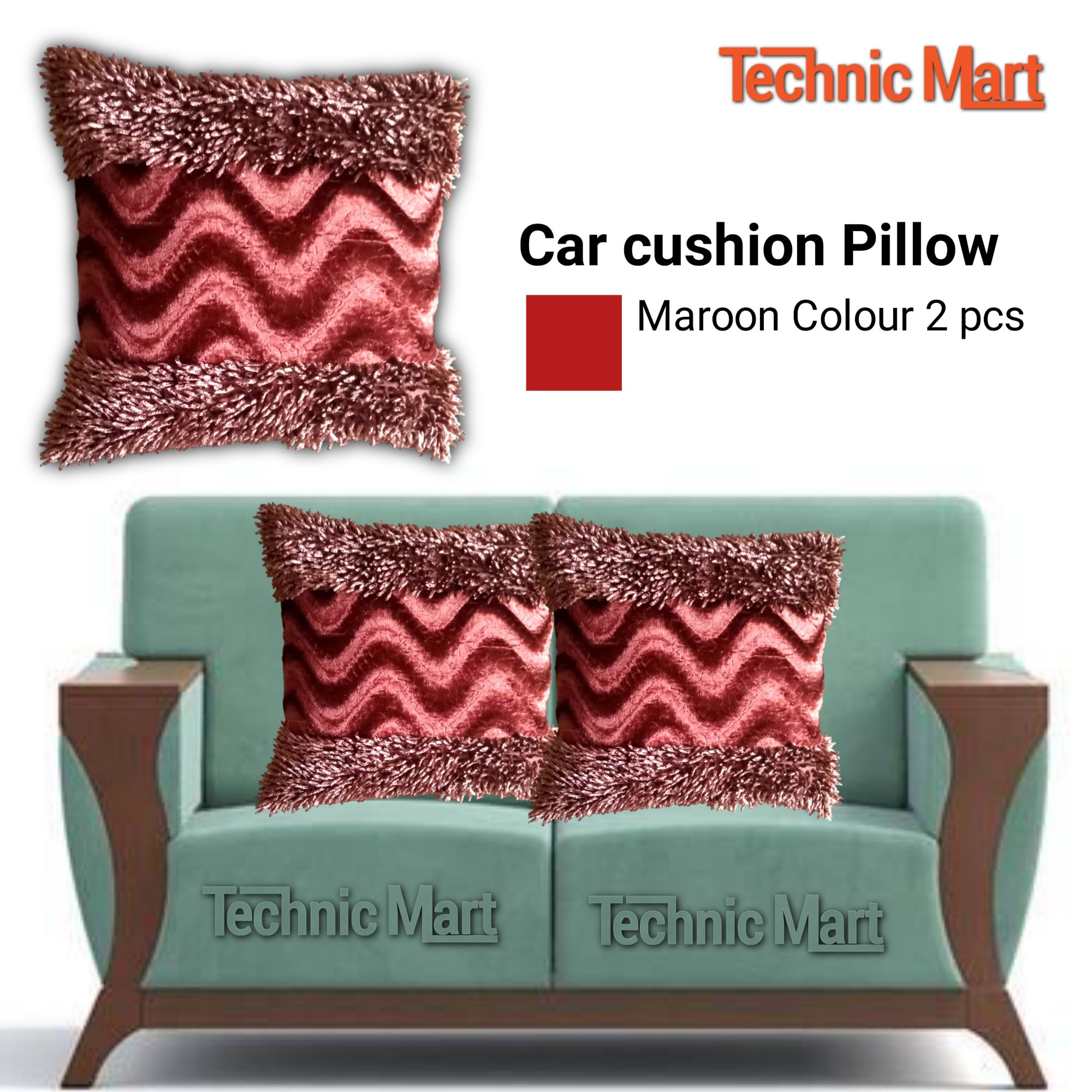 Picture of Soft Seat Cushion Pillow Car Office Home Maroon Colour  2 Pcs