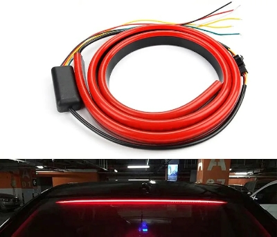 Picture of Defvnsy 1-Set 100CM (39.4") 12V Flexible Red 90/100cm Car Additional LED Brake Light Car Third Brake Light With Driving Turn Signal Warning Stop Lamp