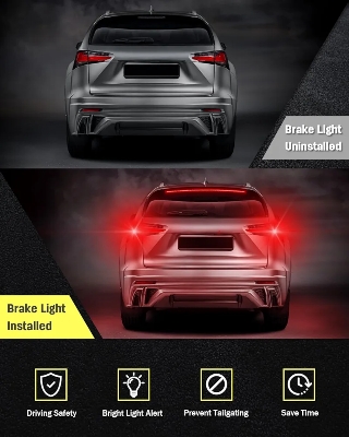 Picture of Defvnsy 1-Set 100CM (39.4") 12V Flexible Red 90/100cm Car Additional LED Brake Light Car Third Brake Light With Driving Turn Signal Warning Stop Lamp