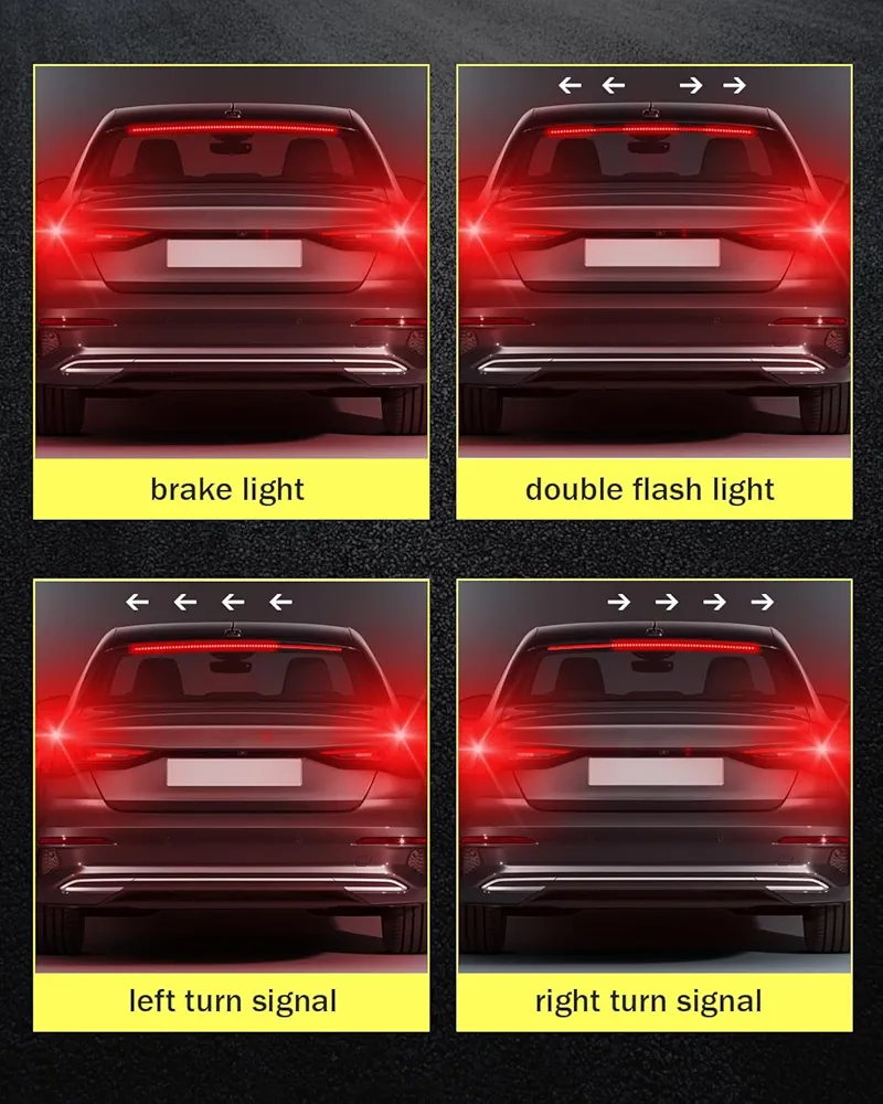 Picture of Defvnsy 1-Set 100CM (39.4") 12V Flexible Red 90/100cm Car Additional LED Brake Light Car Third Brake Light With Driving Turn Signal Warning Stop Lamp